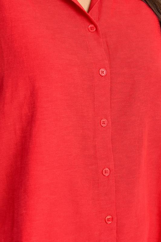 EVANS Plus Size Red Linen Shirt  | Yours Clothing 4
