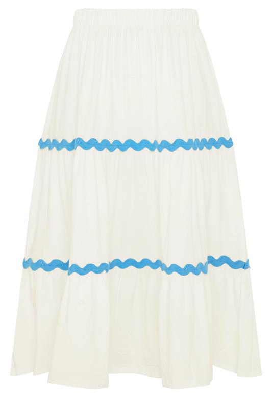 YOURS Plus Size White Wavy Detail Tiered Maxi Skirt | Yours Clothing 5