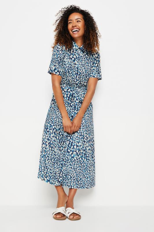 M&Co Blue Abstract Print Collared Midaxi Dress | M&Co 1