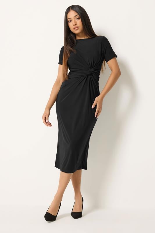 M&Co Petite Black Twist Front Maxi Dress | M&Co 1