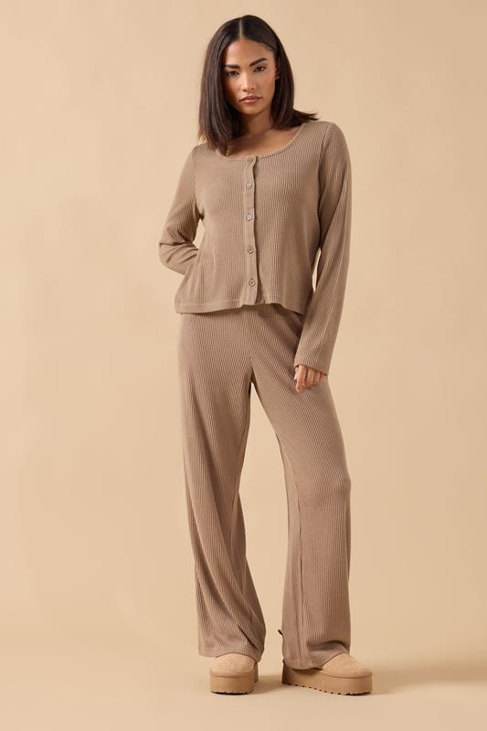 PIxieGirl Petite Women's Camel Brown Ribbed Cardigan | PixieGirl 2