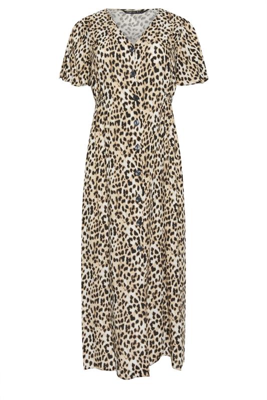 M&Co Natural Brown Leopard Print Button Through Midi Tea Dress | M&Co 5