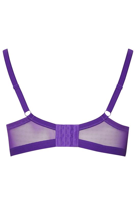 YOURS Plus Size Purple Floral Lace Padded T-Shirt Bra | Yours Clothing 7