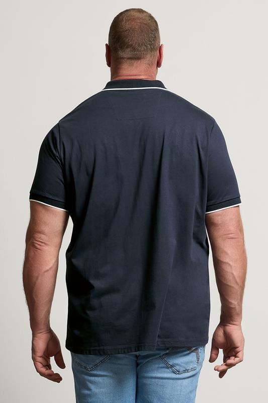 BadRhino Big & Tall Navy Blue Cut & Sew Tipped Polo Shirt | BadRhino 2