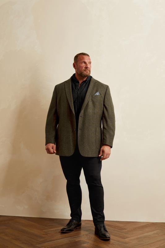 BadRhino Tailoring Big & Tall Brown Tweed Checked Suit Jacket | BadRhino 1