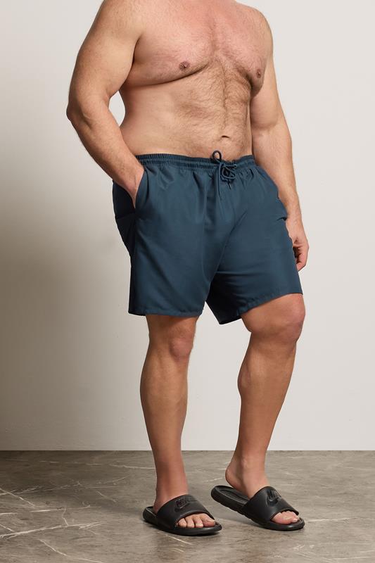 BadRhino Big & Tall Navy Blue Plain Swim Shorts | BadRhino 1