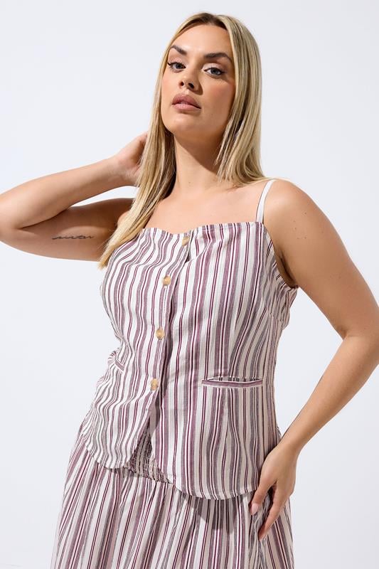 LIMITED COLLECTION Curve Red & White Stripe Strappy Waistcoat