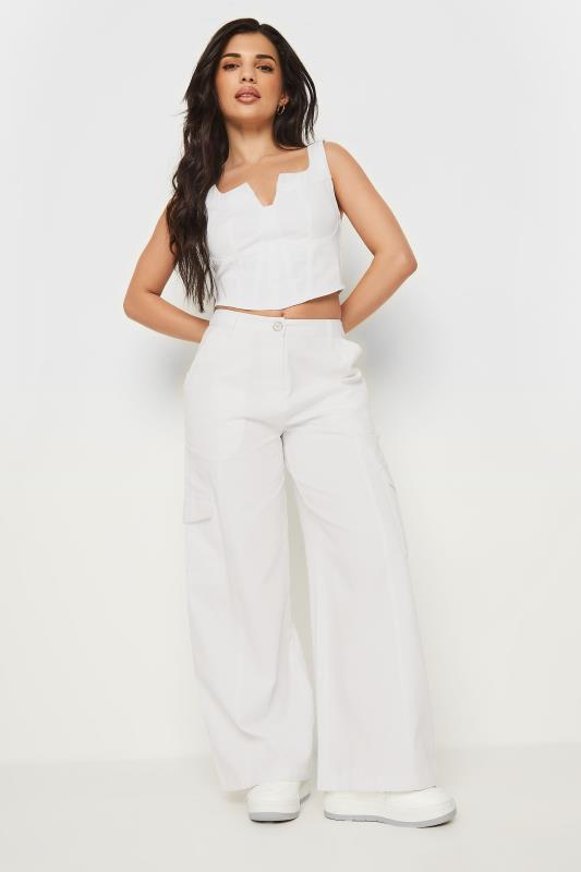 PixieGirl Petite Women's White Cotton Notch Neck Corset Top | PixieGirl 1