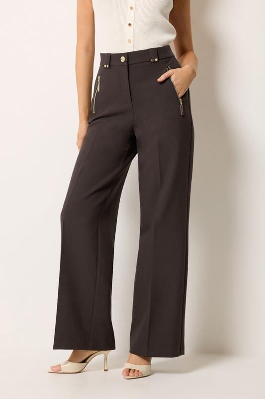 STAR Chocolate Brown Tailored Wide Leg Trousers | StarByJM 1