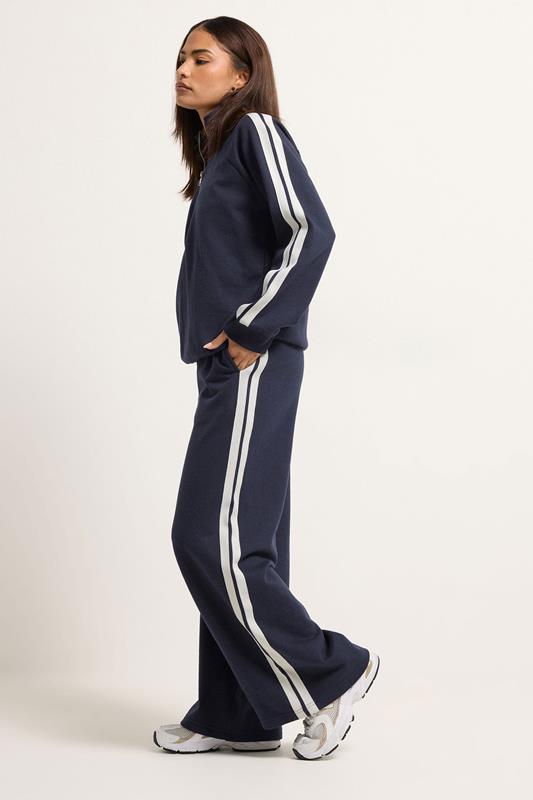 PixieGirl Petite Set Navy Blue Stripe Cotton Sweatshirt & Wide Leg Joggers