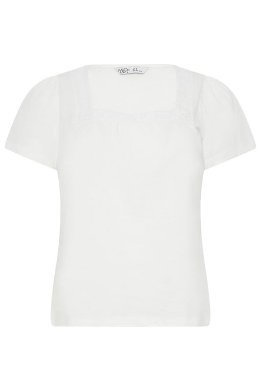 M&Co Petite Ivory White Square Neck Short Sleeve Top | M&Co 5