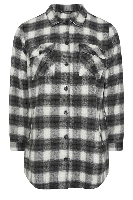 YOURS Plus Size Black & White Check Shacket | Yours Clothing 5