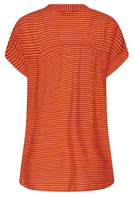 M&Co Women's Orange Stripe Grown On Sleeve Top | M&Co
