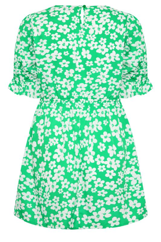 YOURS Plus Size Green Floral Peplum Top | Yours Clothing 7