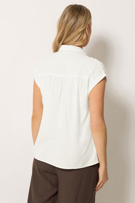 LTS Tall Women's White Shirred Detail Linen Blouse | Long Tall Sally 2