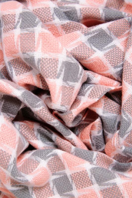 Pink Square Check Tassel Scarf | Yours Clothing 2