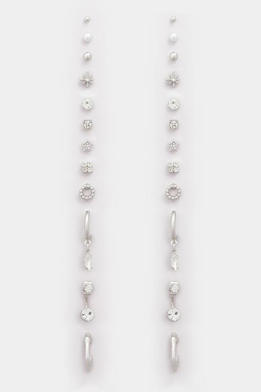  YOURSET 12 PACK Silver Tone Diamante Mixed Earring Set