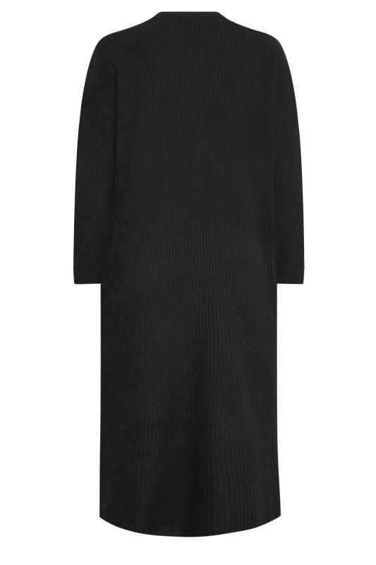 YOURS Curve Black Ribbed Midi Cardigan Dress | Yours Clothing 8