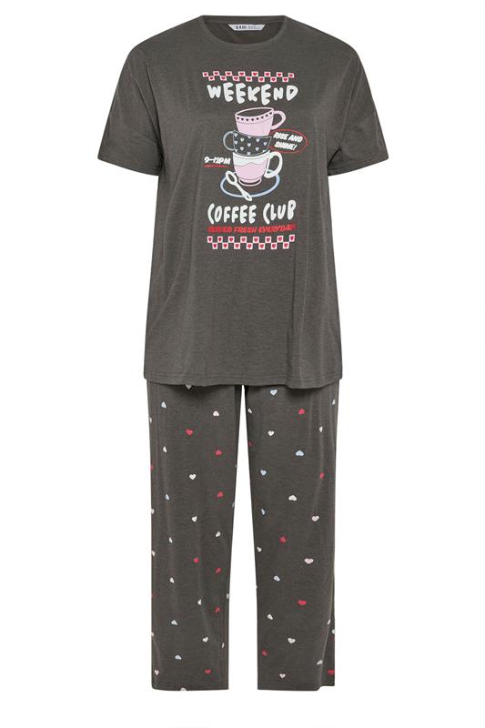 YOURS Plus Size Set Brown 'Weekend Coffee Club' Wide Leg Pyjama | Yours Clothing 5