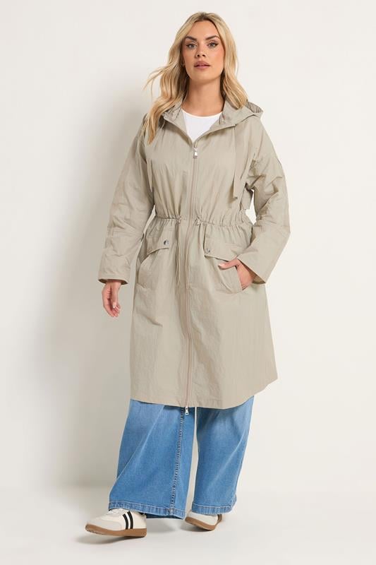 YOURS Curve Natural Brown Lightweight Longline Parka Jacket