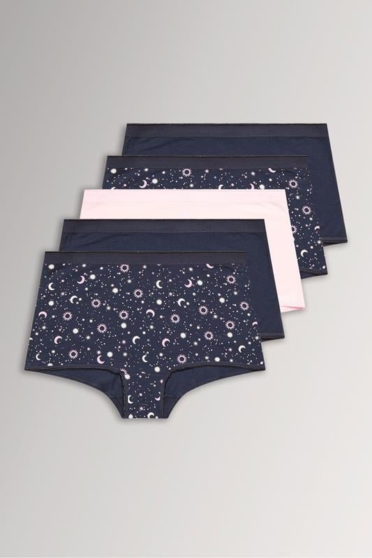 YOURSET 5 PACK Curve Navy Blue Celestial Print Shorts