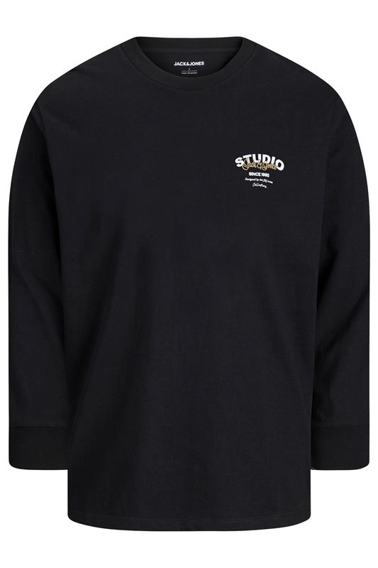 JACK & JONES Big & Tall Black Crew Neck Long Sleeve T-Shirt | BadRhino 2