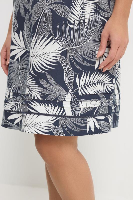 YOURS Plus Size Navy Blue Palm Leaf Dress | Yours Clothing 4