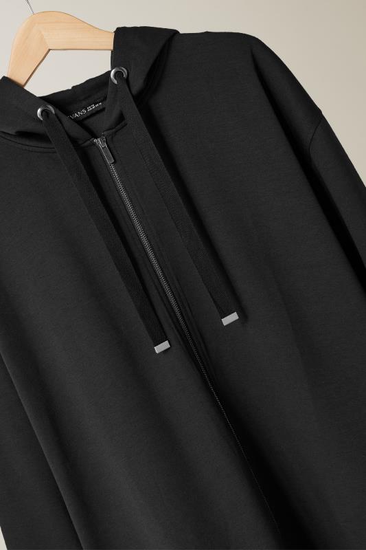 EVANS Plus Size Black Luxe Zip Through Hoodie | Evans 6