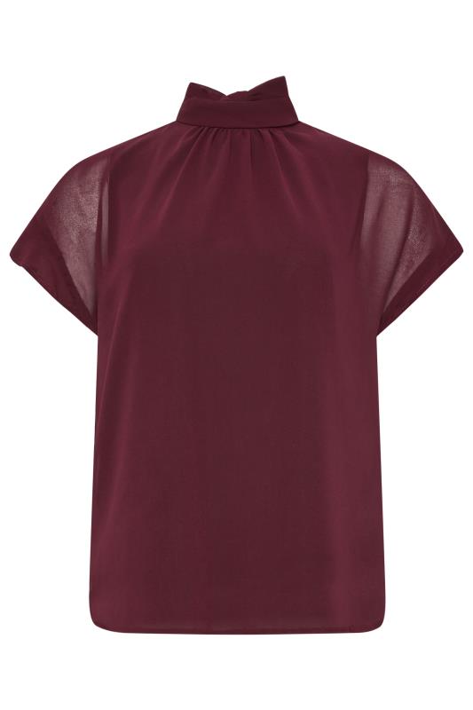 M&Co Dark Red High Neck Frill Sleeve Blouse | M&Co 6