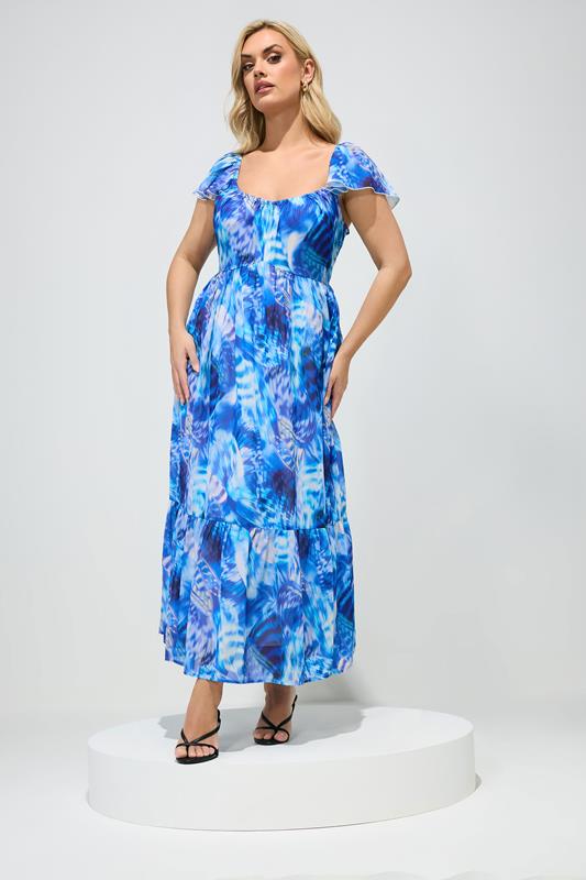 YOURS LONDON Plus Size Blue Abstract Smock Dress | Yours Clothing 2