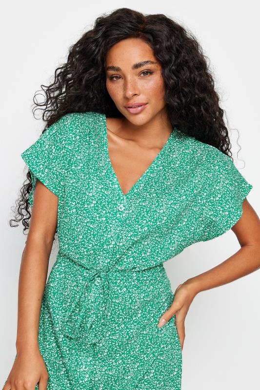 M&Co Petite Green Ditsy Floral Tie Waist Dress | M&Co 4