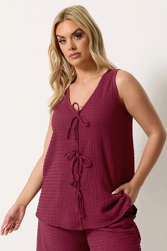 YOURS Plus Size Red Textured Bow Waistcoat | Yours Clothing 1