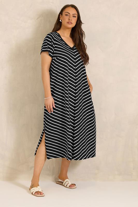 EVANS Plus Size 2 Pack Black & Khaki Green Cotton Dresses | Evans 2