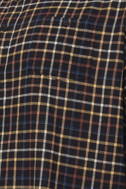 D555 Big & Tall Black Check Print Long Sleeve Shirt | BadRhino 1