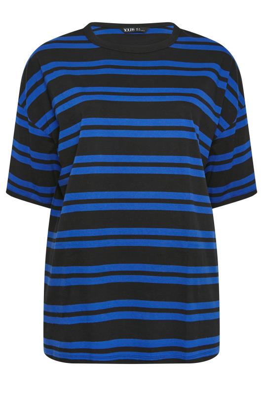 YOURS Plus Size Cobalt Blue Double Stripe T-Shirt | Yours Clothing 6