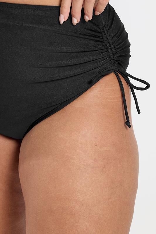 YOURS Plus Size Black Super High Waisted Tie Detail Bikini Briefs | Yours Clothing 5