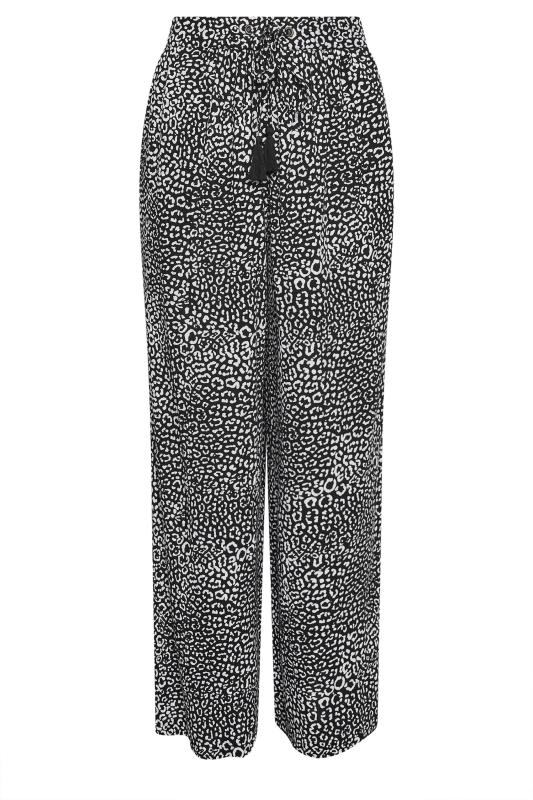 M&Co Black Leopard Animal Print Tassel Detail Wide Leg Trousers | M&Co 5