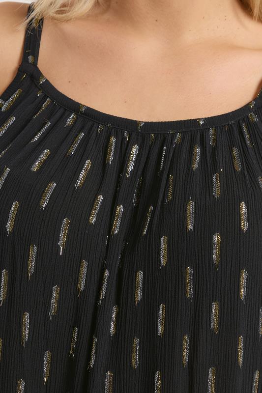 YOURS Plus Size Black Crinkle Metallic Midi Dress | Yours Clothing 6