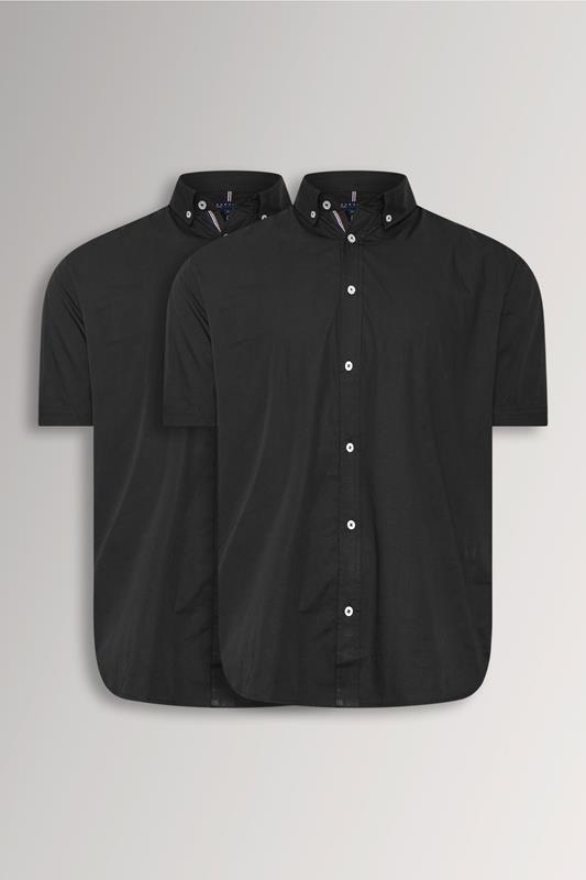 BadRhino Big & Tall 2 PACK Black Short Sleeve Poplin Shirts | BadRhino 1