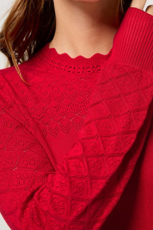 M&Co Red Pointelle Sleeve Jumper | M&Co 6