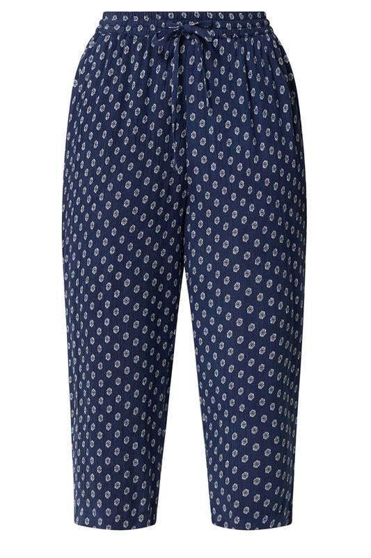 M&Co Navy Blue Dobby Cropped Trousers | M&Co 5