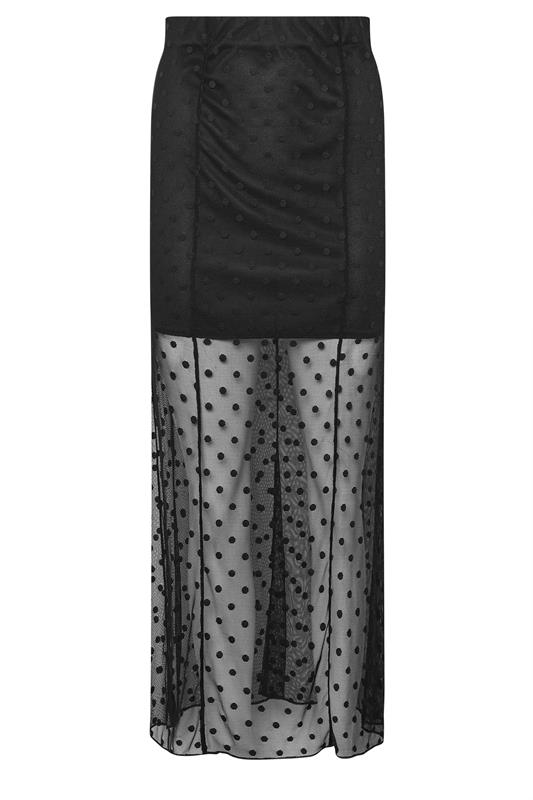 PixieGirl Petite Women's Black Polka Dot Mesh Maxi Skirt | PixieGirl 6