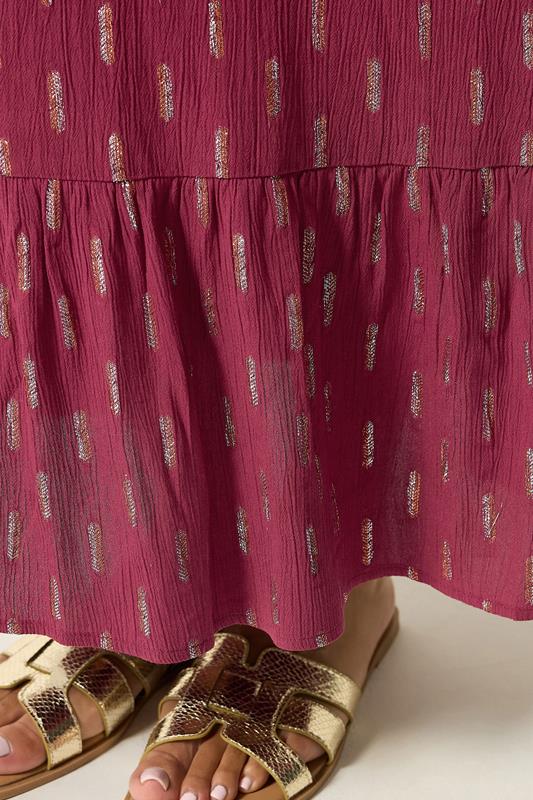 M&Co Berry Red Foil Detail Maxi Dress | M&Co 4