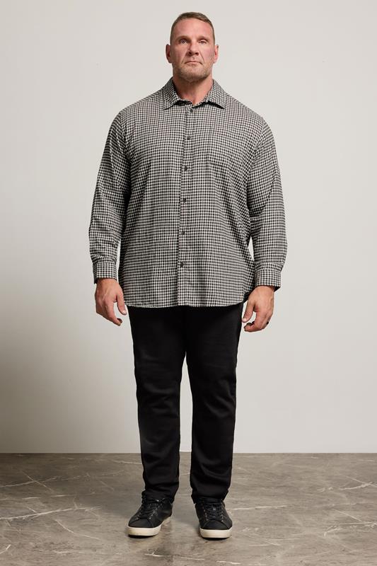 JACK & JONES Big & Tall Navy Blue Mini Check Shirt | BadRhino 1