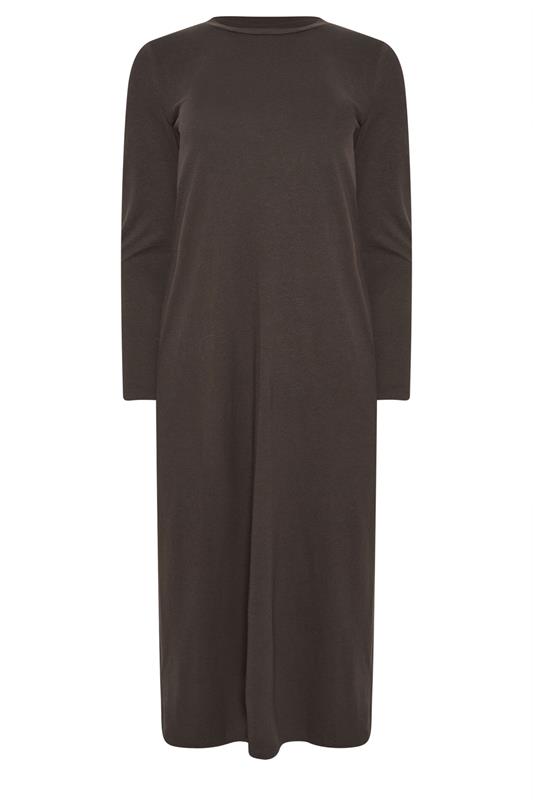 PixieGirl Petite Women's Chocolate Brown T-Shirt Cotton Maxi Dress | PixieGirl 5