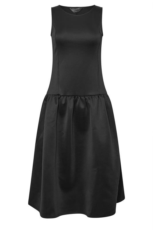 PixieGirl Petite Women's Black Scuba Drop Waist Midi Dress | PixieGirl 5