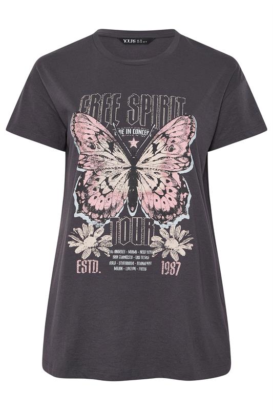 YOURS Plus Size Grey 'Free Spirit' Studded T-Shirt | Yours Clothing 5