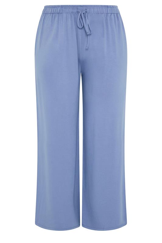 YOURS Plus Size Blue Soft Touch Wide Leg Trousers | Yours Clothing 5
