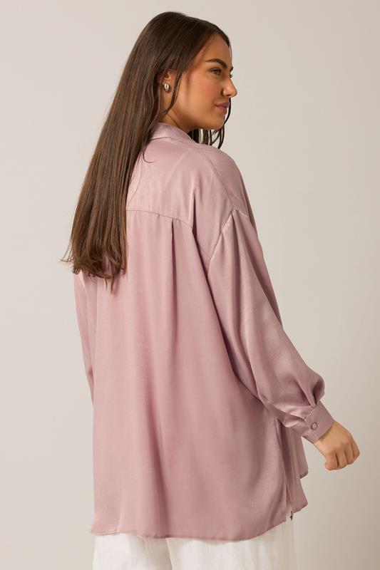 EVANS Plus Size Light Pink Metallic Button Through Shirt | Evans 2
