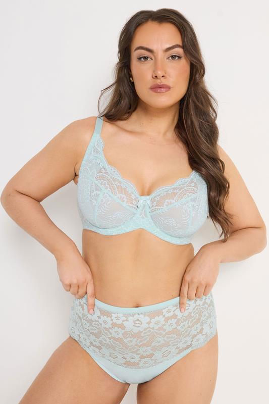 YOURSET 2 PACK Plus Size Mint Green & White Swirl Lace Bras | Yours Clothing 4